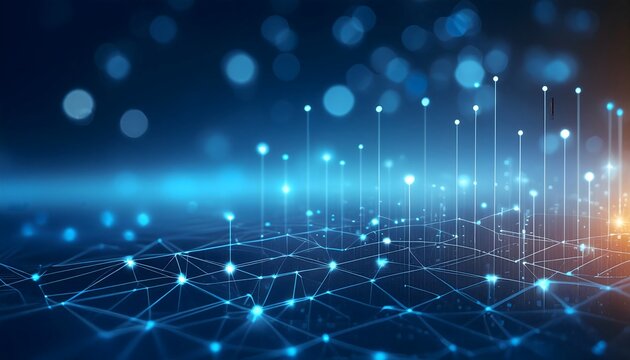 Computing technology Internet and cyber technology concept. Abstract cloud connection technology on a blue color background.  Computing network. generative AI image