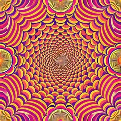 Seamless pattern of concentric circles and ellipses radiating outwards in a mesmerizing optical illusion effect, Generative AI