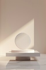 front view of 3d product mockup scene for products, relatively empty scene, plain colour, pastel colour 2:3, blue