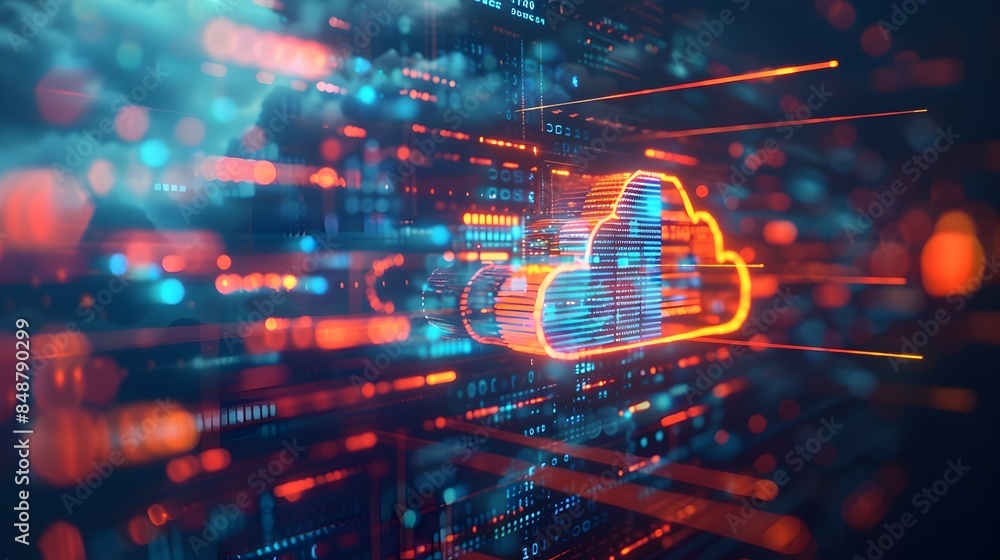 Poster sleek digital interface for cloud computing and data syncing between devices