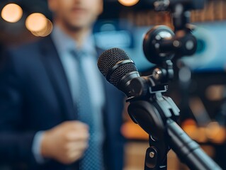 Businessperson Being Interviewed on News Program Sharing Expertise and Insights