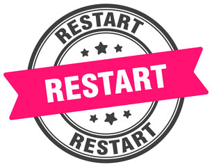 restart stamp. restart label on transparent background. round sign