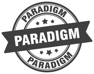 paradigm stamp. paradigm label on transparent background. round sign