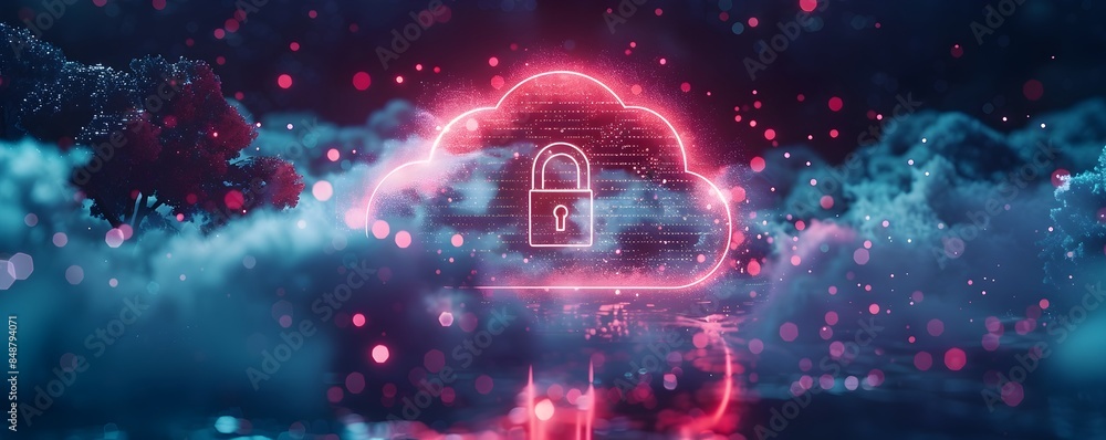 Aufkleber digital lock and cloud icon representing secure cloud storage solutions ensuring data protection and