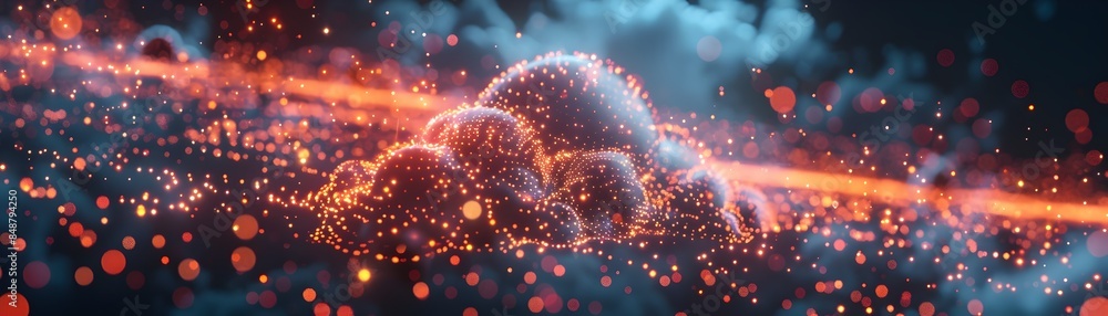 Poster vibrant digital visualization of cloud services and computing functionalities