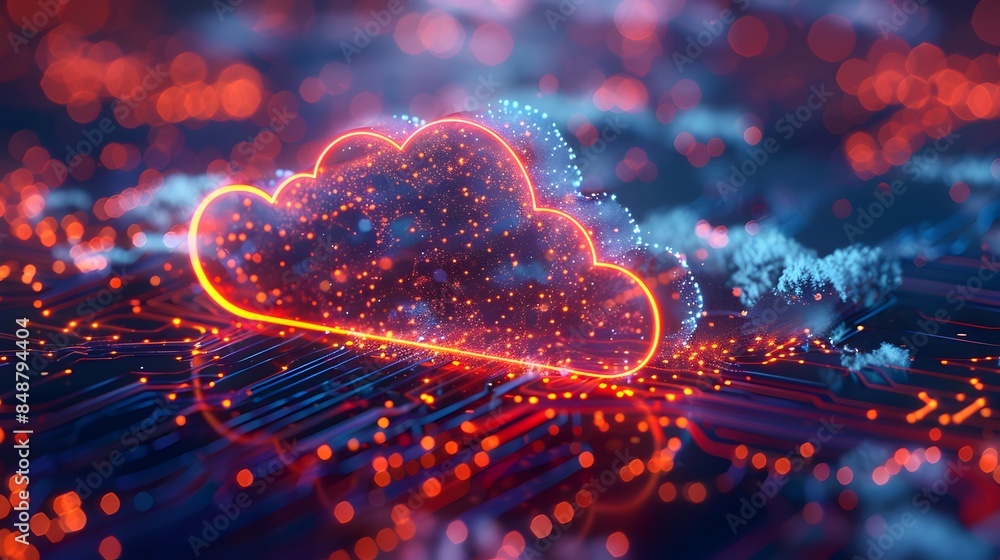 Aufkleber hybrid cloud with secure data transfer cloud computing concept
