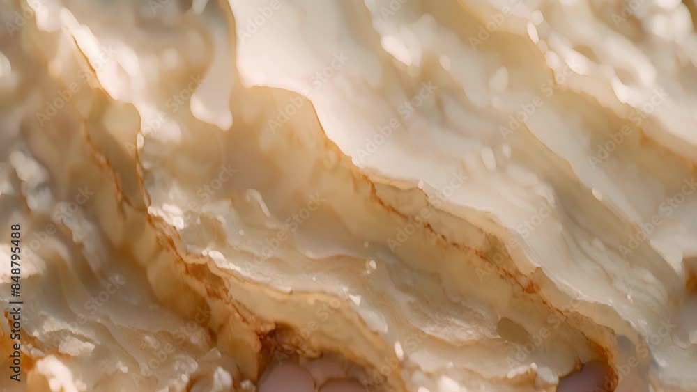 Poster a glimpse of the intricate layers of smooth shiny nacre that make up a pearls delicate surface.