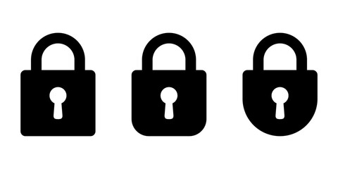 Padlock with keyhole icon, security icon.