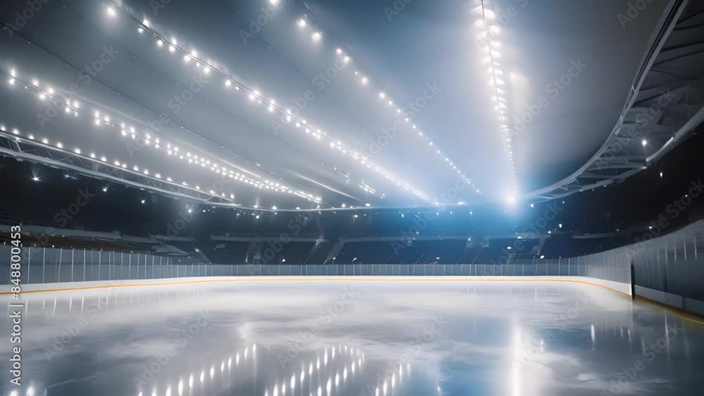 Poster empty ice rink under bright lights generative ai