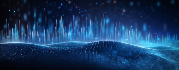 Abstract technological landscape featuring elements of augmented reality virtual reality and artificial intelligence for innovative digital concepts