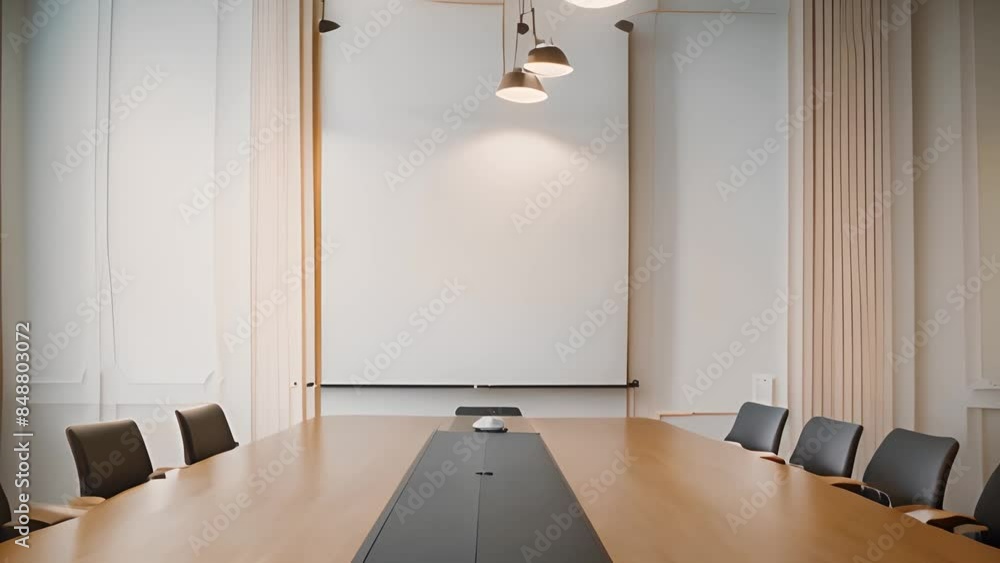 Poster empty conference room with projector screen generative ai