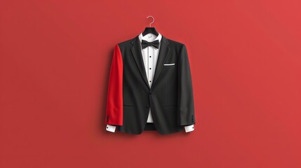 Vector illustration of business card templates featuring a suit and tuxedo