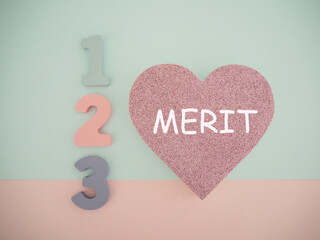 メリットmeritの文字と123の数字