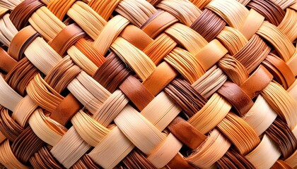 Detailed image of woven basket fibers, emphasizing the intricate interlacing and natural texture. 4