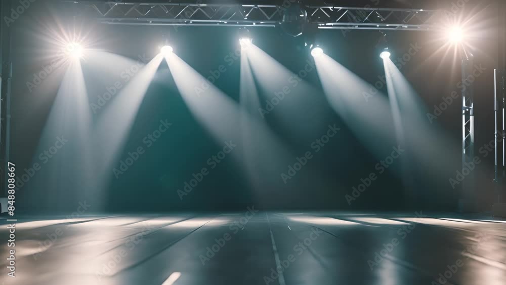 Poster stage lights on empty stage generative ai