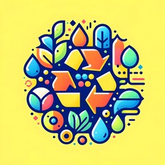 Naklejka premium Abstract Eco-Friendly Recycling and Nature Symbols