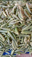 pile of ladyfinger for sale in sunny day