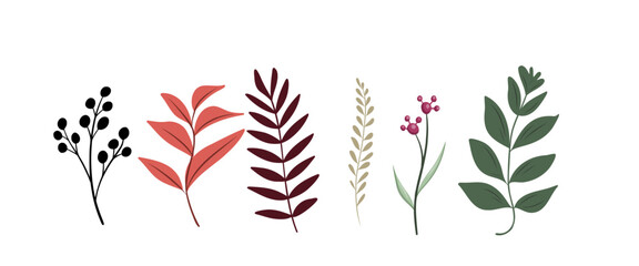 Beautiful vector shapes of leaves