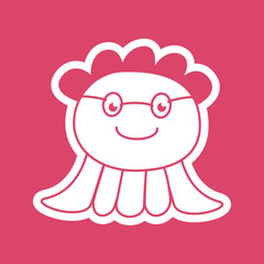 The icon of the children's character octopus is red for books, coloring, games, clothes, advertising