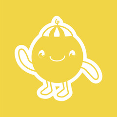 The icon of the children's character ball is yellow for books, coloring, games, clothes, advertising