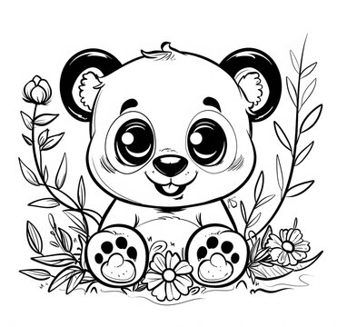 recommend clip art: Cute baby panda coloring page for kids