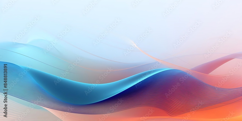 Poster an abstract blue wave background featuring a circular shape, a square shape, and a triangle shape