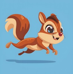 Naklejka premium Cute cartoon chipmunk running, vector illustration