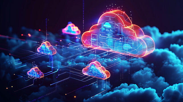 Isometric cloud storage for downloading, representing a digital service or application facilitating data transmission