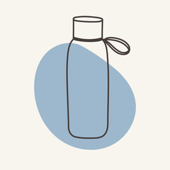 Outline water bottle drawing. The icon is perfect for summer and beach designs.
