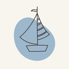 Vector sailboat drawing. Perfect for summer, travel, camping designs.