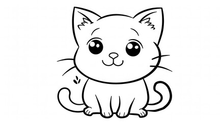 Obraz premium Cute simple cartoon cat coloring page, cute kitten clip art