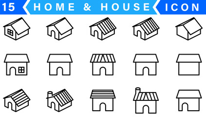 Vector set of home and house thin line icons.