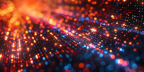 Obraz premium Data technology background. Big data visualization. Flow of data. Information code. Background in a matrix style. 4k rendering, Bright color, realistic