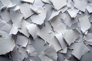 torn white paper pices on blank background