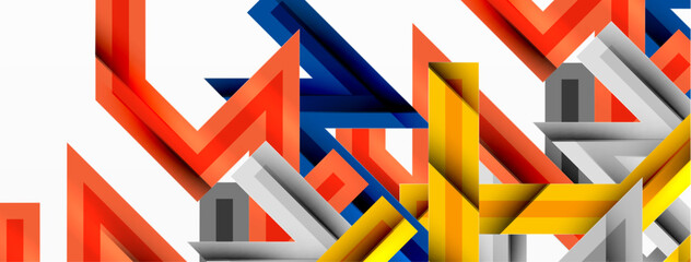 Line zig zag dynamic geometric abstract background. Colorful lines with shadow and light effects, various routes concept. Vector Illustration For Wallpaper, Banner, Background, Card