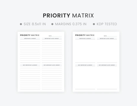 Priority Matrix Printable Template, Eisenhower Matrix, My Priorities Planner, Decision Matrix 