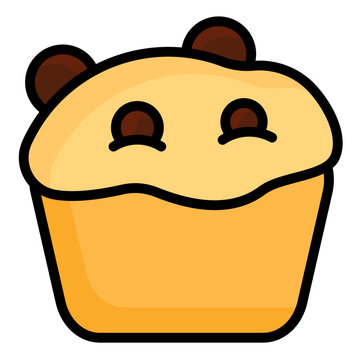 cartoon muffin with chocolate chips clip art preview
