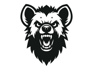 Hyena head logo vector illustration. Hyena face head black logo icon design vector illustration