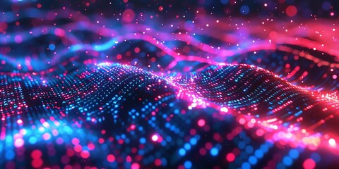 Fototapeta premium Data technology background. Big data visualization. Flow of data. Information code. Background in a matrix style. 4k rendering, Bright color, realistic