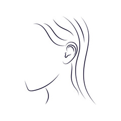 Line art women profile portrait. Elegant logo with thin lines. Minimalistic style
