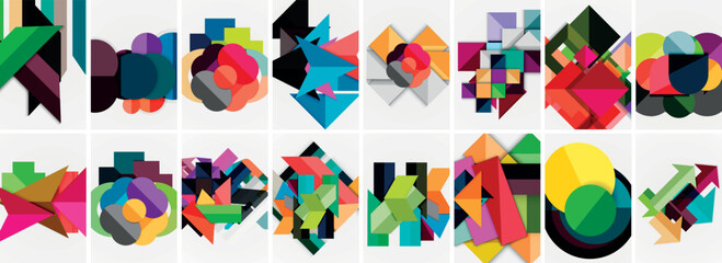 Trendy minimal colorful geometric shapes. Abstract background collection. Vector Illustration For Wallpaper, Banner, Background, Card, Book Illustration, landing page