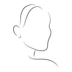 Elegant line art woman face. Thin minimalistic black lines