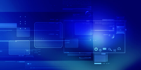 2d illustration Abstract futuristic electronic circuit technology background