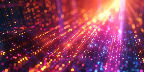Obraz premium Data technology background. Big data visualization. Flow of data. Information code. Background in a matrix style. 4k rendering, Bright color, realistic