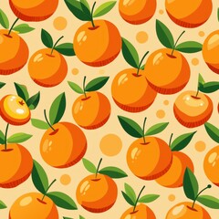 Seamless pattern of flat design oranges with simple detailing, Generative AI