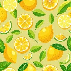 Seamless pattern of flat design oranges with simple detailing, Generative AI