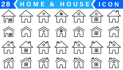 Fototapeta premium Vector set of home and house thin line icons.