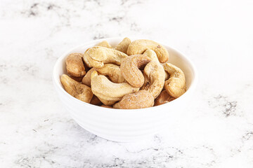 Cashew nuts heap in the bowl