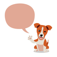 Vector cartoon character cute basenji dog with speech bubble for design.
