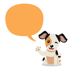 Vector cartoon character cute dog with speech bubble for design.